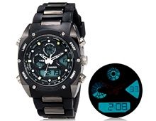 Shors 80051 Unisex dupla Esportes Movimento Analog Watch (Bl