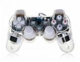 Transparente Wired Game Controller Dual-choque para PC, USB