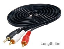 3m RCA e 3,5 milímetros de áudio Cabo de Extensão (Black)